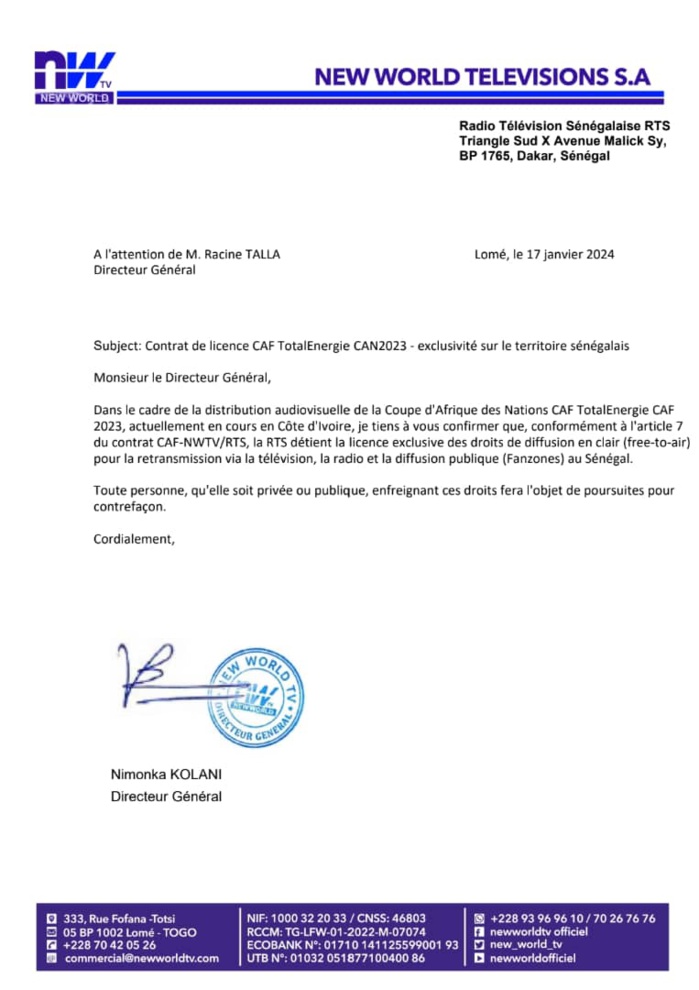 Droits TV de la Can et FanZones : la RTS dézingue le député Aly Mané Droits TV de la Can et FanZones : la RTS dézingue le député Aly Mané