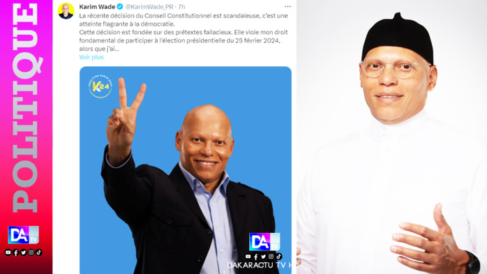 Ejecté de la liste définitive du CC : Karim crie au "scandale" et décide de saisir les juridictions internationales dont la Cedeao Ejecté de la liste définitive du CC : Karim crie au "scandale" et décide de saisir les juridictions internationales dont la Cedeao