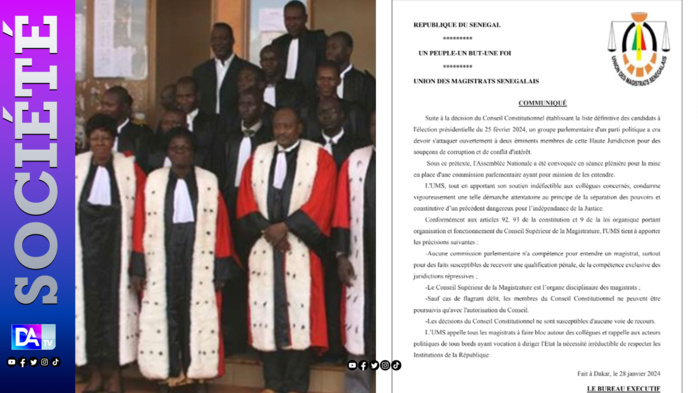 Commission d'enquête parlementaire sur des membres du CC: L'UMS apporte son soutien à ses collègues et condamne cette démarche... Commission d'enquête parlementaire sur des membres du CC: L'UMS apporte son soutien à ses collègues et condamne cette démarche...