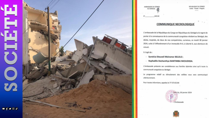 Effondrement d’un immeuble à Khar Yalla: Deux ressortissants congolais parmi les décès Effondrement d’un immeuble à Khar Yalla: Deux ressortissants congolais parmi les décès