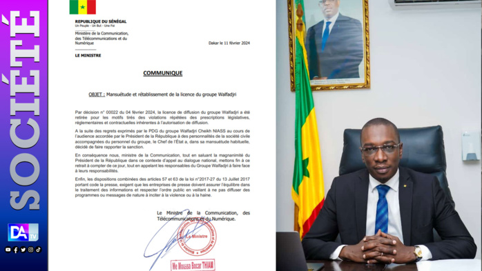 Restitution de la licence à Walfadjri : « Un acte d’indulgence et de pardon » selon le ministère des télécommunications