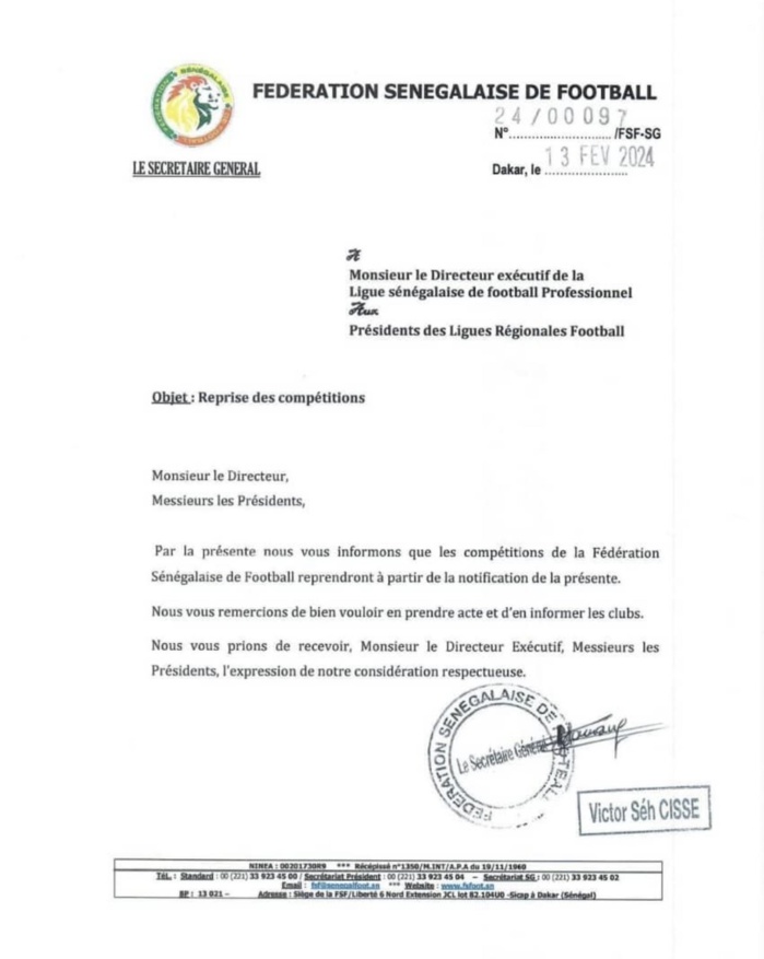 Sénégal : La FSF décide de reprendre les compétitions dans un contexte sociopolitique tendu