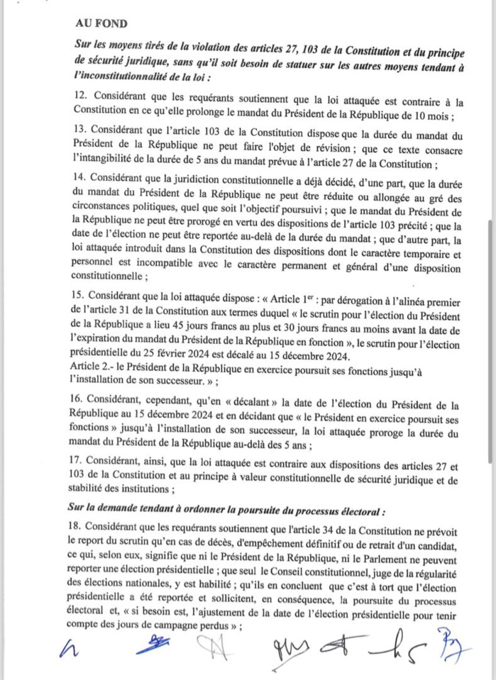 Le Conseil constitutionnel annule le décret de Macky Sall portant abrogation du décret convoquant le corps électoral Le Conseil constitutionnel annule le décret de Macky Sall portant abrogation du décret convoquant le corps électoral