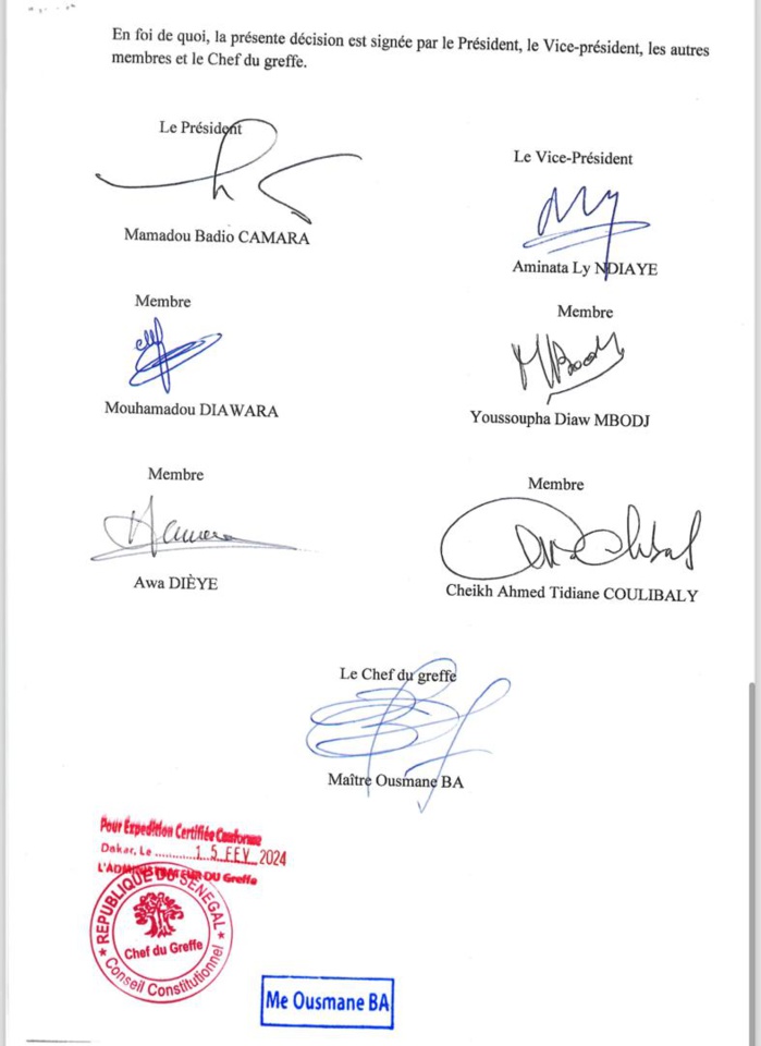 Le Conseil constitutionnel annule le décret de Macky Sall portant abrogation du décret convoquant le corps électoral Le Conseil constitutionnel annule le décret de Macky Sall portant abrogation du décret convoquant le corps électoral