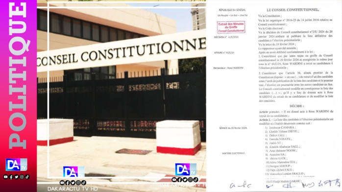 Retrait de la candidature de Rose Wardini: Le CC prend acte et arrête sa liste aux 19 candidats restants Retrait de la candidature de Rose Wardini: Le CC prend acte et arrête sa liste aux 19 candidats restants