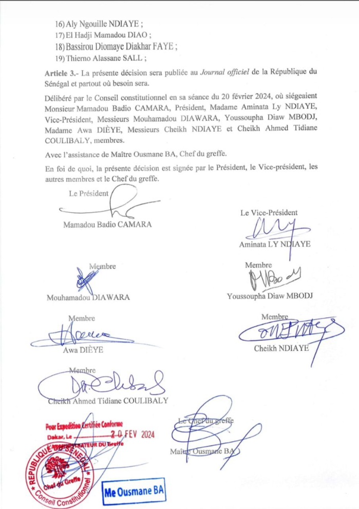 Retrait de la candidature de Rose Wardini: Le CC prend acte et arrête sa liste aux 19 candidats restants Retrait de la candidature de Rose Wardini: Le CC prend acte et arrête sa liste aux 19 candidats restants