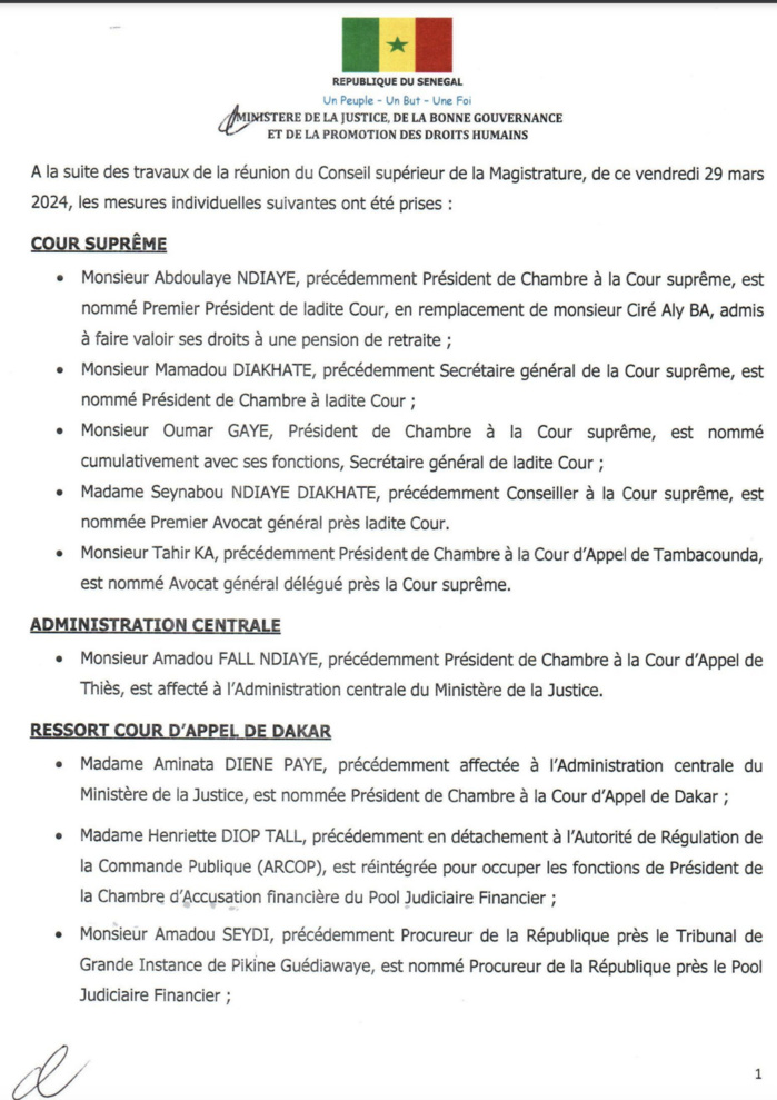 Cour suprême : Abdoulaye Ndiaye nouveau Président Cour suprême : Abdoulaye Ndiaye nouveau Président