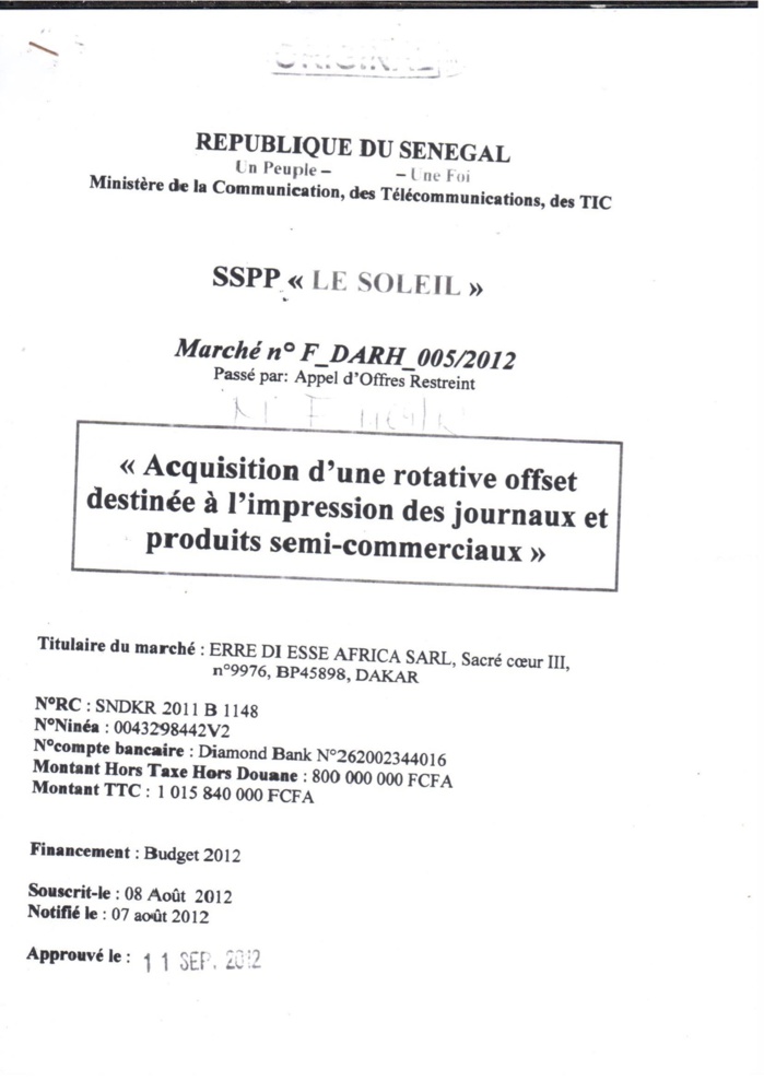 Gestion de la « SSP, le Soleil » par Cheikh Thiam : Les documents qui démentent l’IGE...