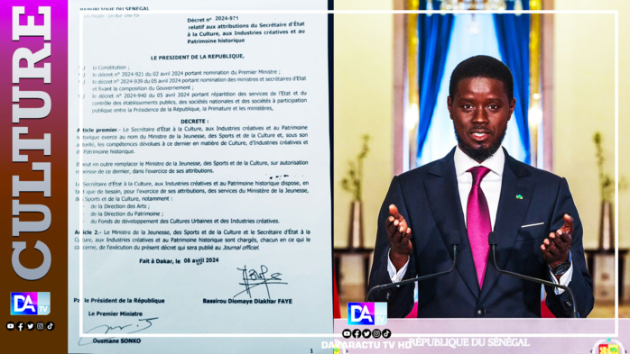 Secrétaire d’Etat à la culture: le chef de l’Etat a signé le décret de ses attributions. Secrétaire d’Etat à la culture: le chef de l’Etat a signé le décret de ses attributions.