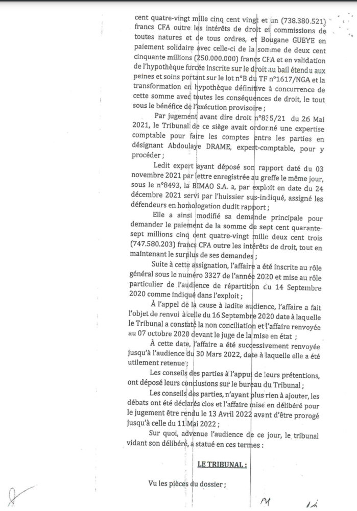 Contentieux d'affaires: Le tribunal du commerce de Dakar condamne Bougane à payer plus de 700.000.000 Fcfa à la BIMAO