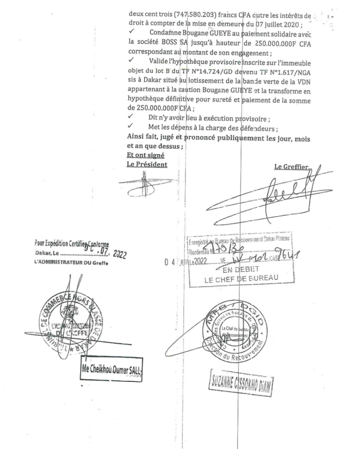 Contentieux d'affaires: Le tribunal du commerce de Dakar condamne Bougane à payer plus de 700.000.000 Fcfa à la BIMAO