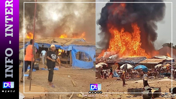 Guinée Conakry : Un violent incendie emporte le marché du village minier de Kounsitel Guinée Conakry : Un violent incendie emporte le marché du village minier de Kounsitel