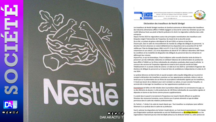 Nestlé Sénégal: Les travailleurs en croisade contre les restrictions liées à " la liberté syndicale et au droit à la négociation collective" Nestlé Sénégal: Les travailleurs en croisade contre les restrictions liées à " la liberté syndicale et au droit à la négociation collective"