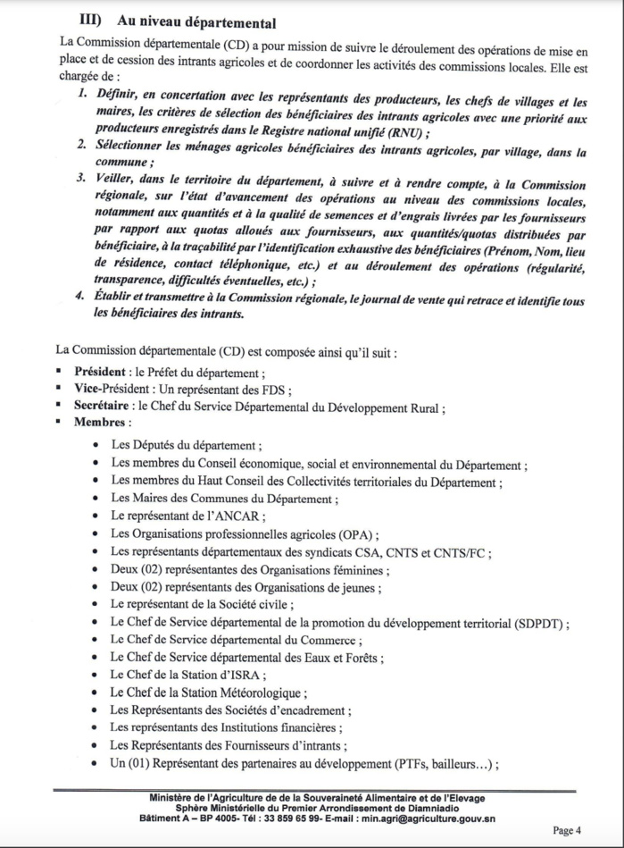 Campagne agricole 2024-2025: Le ministre de l’agriculture fixe la constitution des commissions de supervision de distribution des semences et engrais