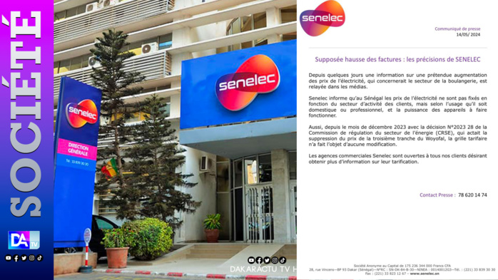 Supposée hausse des factures d’électricité : Les précisions de la SENELEC Supposée hausse des factures d’électricité : Les précisions de la SENELEC