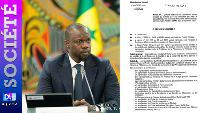 Travaux sur le domaine public maritime à Dakar : Le PM Ousmane Sonko annonce la suspension des travaux pour deux mois et une commission Ad Hoc Travaux sur le domaine public maritime à Dakar : Le PM Ousmane Sonko annonce la suspension des travaux pour deux mois et une commission Ad Hoc