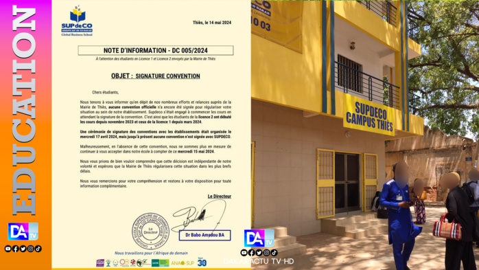 Éducation : SUPDECO renvoie les étudiants boursiers enrôlés par la ville de Thiès Éducation : SUPDECO renvoie les étudiants boursiers enrôlés par la ville de Thiès