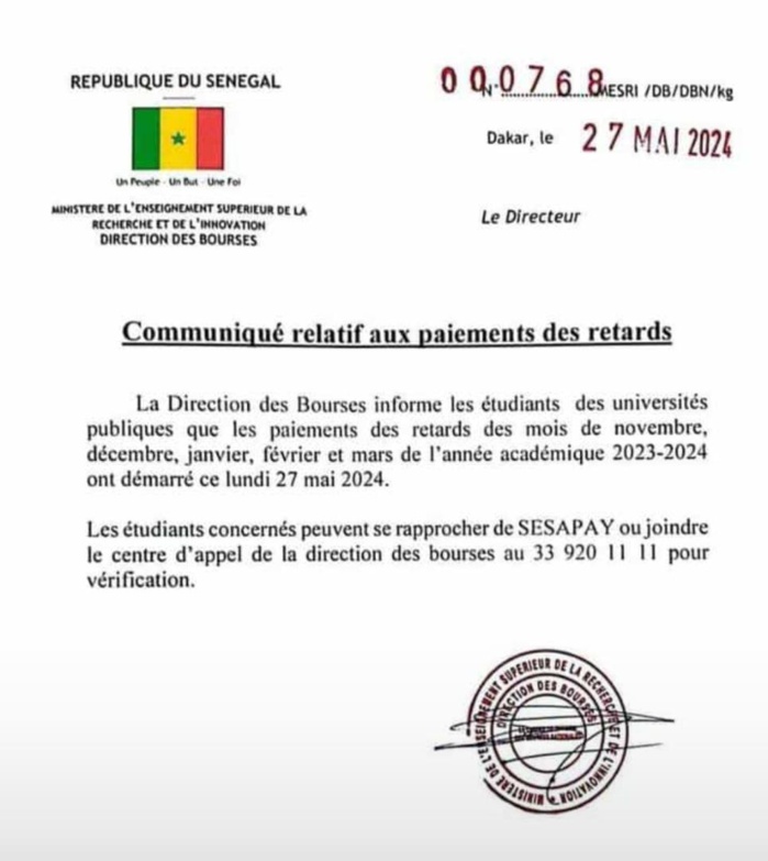 Bourses des étudiants du public : le paiement des retards a démarré ce lundi 27 Mai