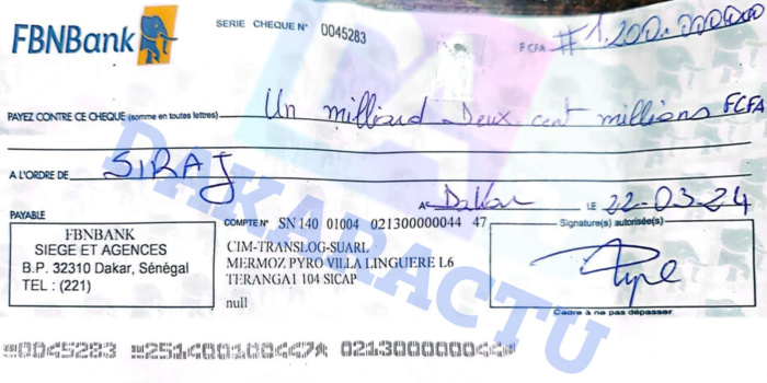 Arrestation de Doro Gaye: Le chèque d'un milliard 200 millions... la plainte de Zakiloulahi Sow Arrestation de Doro Gaye: Le chèque d'un milliard 200 millions... la plainte de Zakiloulahi Sow