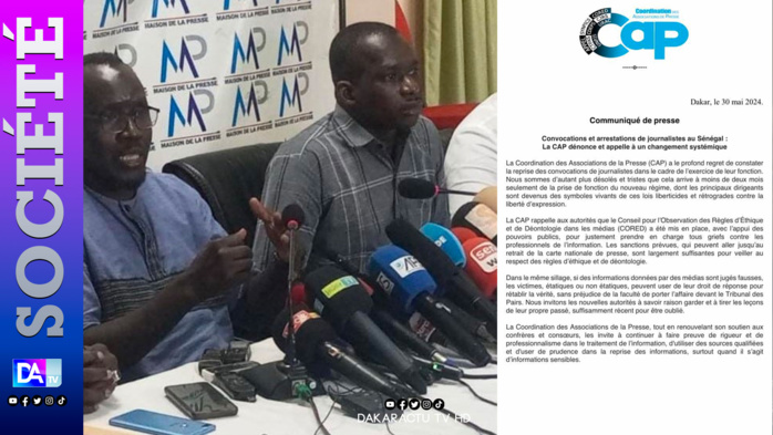 Convocations et arrestations de journalistes au Sénégal : La CAP dénonce et appelle à un changement systémique Convocations et arrestations de journalistes au Sénégal : La CAP dénonce et appelle à un changement systémique
