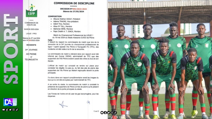 Incidents lors du match AS Pikine - Teungueth FC : La Ligue Pro sanctionne sévèrement les Pikinois Incidents lors du match AS Pikine - Teungueth FC : La Ligue Pro sanctionne sévèrement les Pikinois