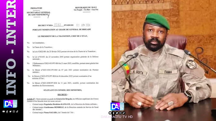 Mali: 20 colonels de l’armée promus au grade de général de brigade par le président de la tansition colonel Assimi Goïta Mali: 20 colonels de l’armée promus au grade de général de brigade par le président de la tansition colonel Assimi Goïta
