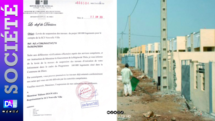 Diass: Levée de suspension des travaux du projet 100.000 logements pour le compte de la SCI Nouvelle Ville Diass: Levée de suspension des travaux du projet 100.000 logements pour le compte de la SCI Nouvelle Ville