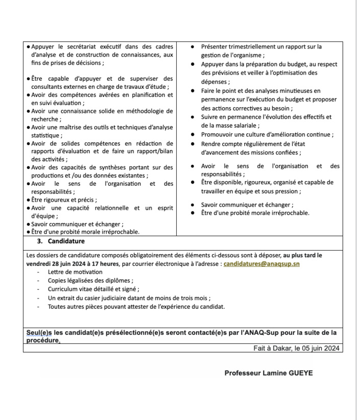Appel à candidature ANAQ-Sup Appel à candidature ANAQ-Sup