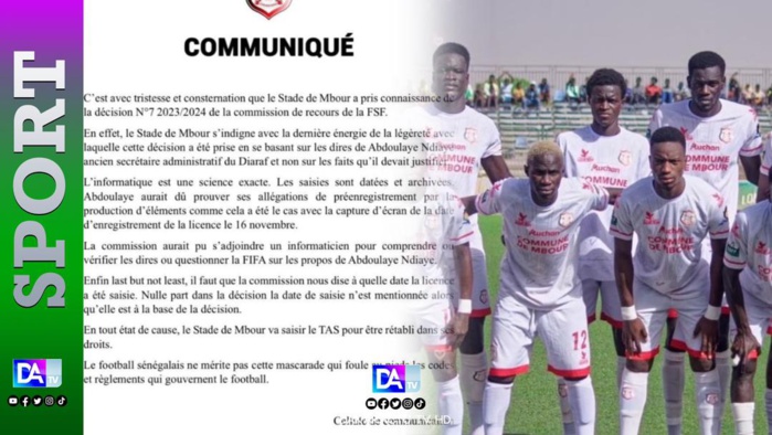 Litige avec le Jaraaf et relégation en Ligue 2 : Le Stade de Mbour va saisir le TAS ! Litige avec le Jaraaf et relégation en Ligue 2 : Le Stade de Mbour va saisir le TAS !