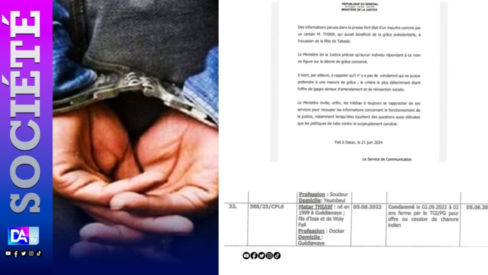 Grâce Présidentielle : Un nommé Matar Thiaw figure bel et bien sur la liste des graciées Grâce Présidentielle : Un nommé Matar Thiaw figure bel et bien sur la liste des graciées
