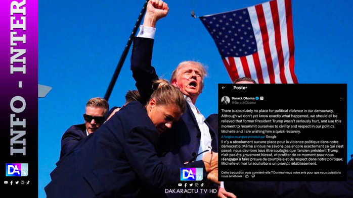 "Pas de place pour la violence politique dans notre démocratie", réagit Obama "Pas de place pour la violence politique dans notre démocratie", réagit Obama