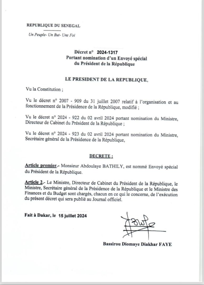 Nomination : Le Pr Abdoulaye Bathily officiellement envoyé spécial du président de la République Nomination : Le Pr Abdoulaye Bathily officiellement envoyé spécial du président de la République