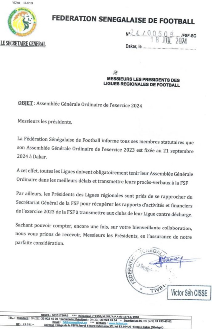 « Retour de bâton » : La FSF demande aux présidents de Ligues de tenir leur AG avant l'AGO de septembre « Retour de bâton » : La FSF demande aux présidents de Ligues de tenir leur AG avant l'AGO de septembre