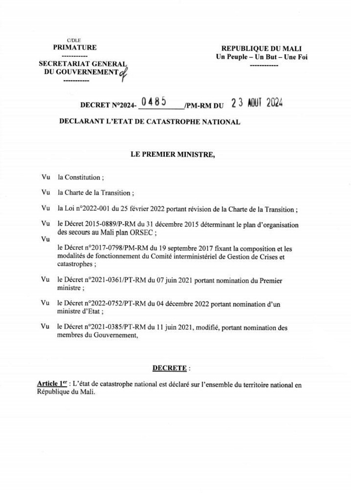 Hivernage : Fortes pluies au Sénégal, d'énormes dégâts à Conakry, le Mali décréte l'état de Catastrophe Nationale Hivernage : Fortes pluies au Sénégal, d'énormes dégâts à Conakry, le Mali décréte l'état de Catastrophe Nationale