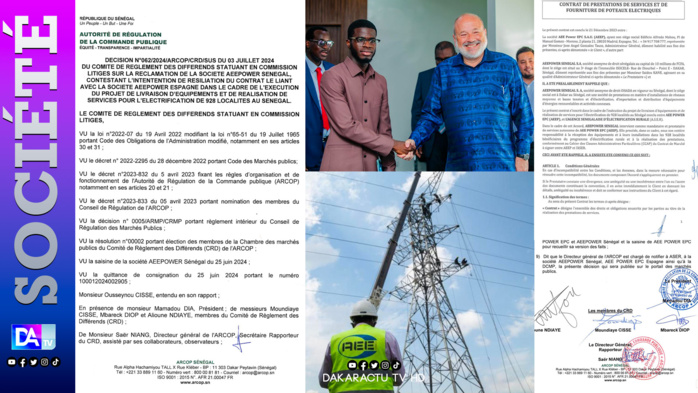 Quand l'Aser saccage une décision de l'Arcop et écarte une société sénégalaise pour une entreprise espagnole Quand l'Aser saccage une décision de l'Arcop et écarte une société sénégalaise pour une entreprise espagnole