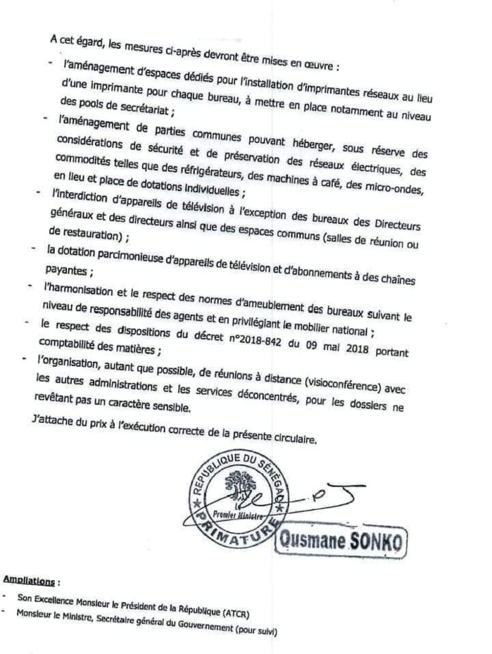 Aménagement et occupation des espaces de travail : Les nouvelles directives du PM Ousmane Sonko à l’administration Aménagement et occupation des espaces de travail : Les nouvelles directives du PM Ousmane Sonko à l’administration
