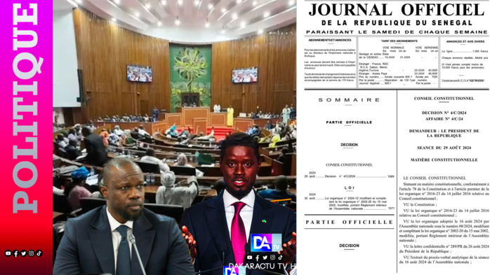 AN/ Publication du règlement intérieur au JO: La balle est dans le camp de Ousmane Sonko AN/ Publication du règlement intérieur au JO: La balle est dans le camp de Ousmane Sonko