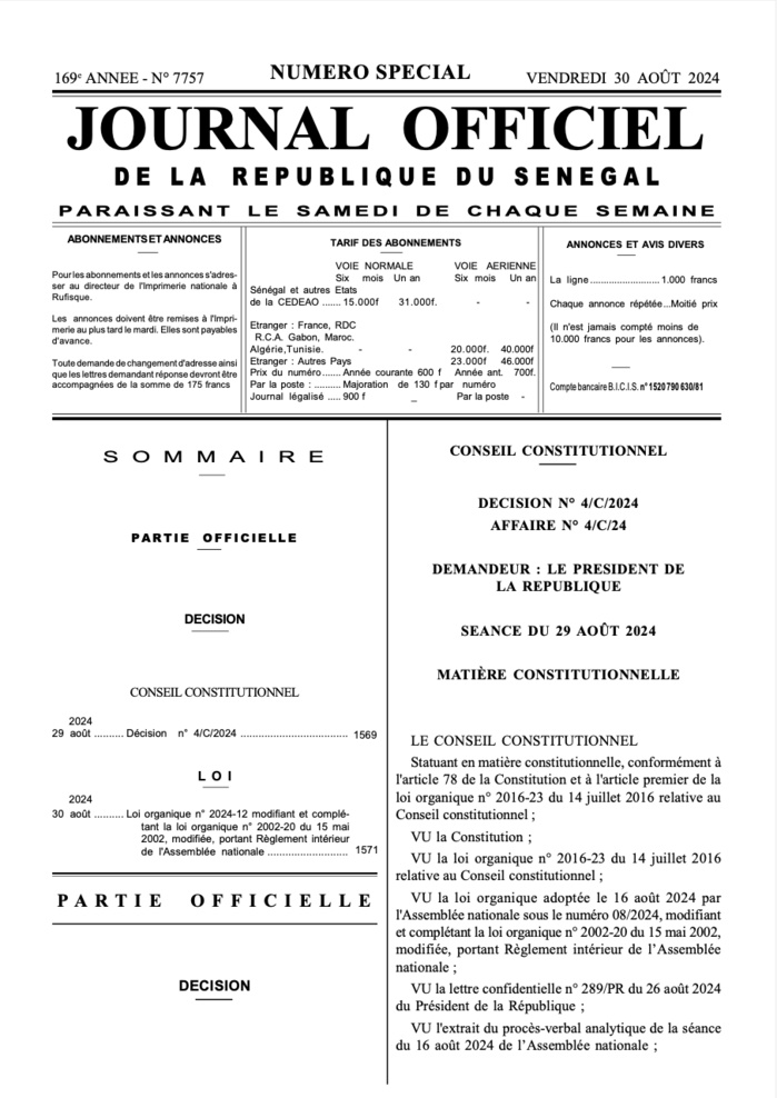 AN/ Publication du règlement intérieur au JO: La balle est dans le camp de Ousmane Sonko AN/ Publication du règlement intérieur au JO: La balle est dans le camp de Ousmane Sonko