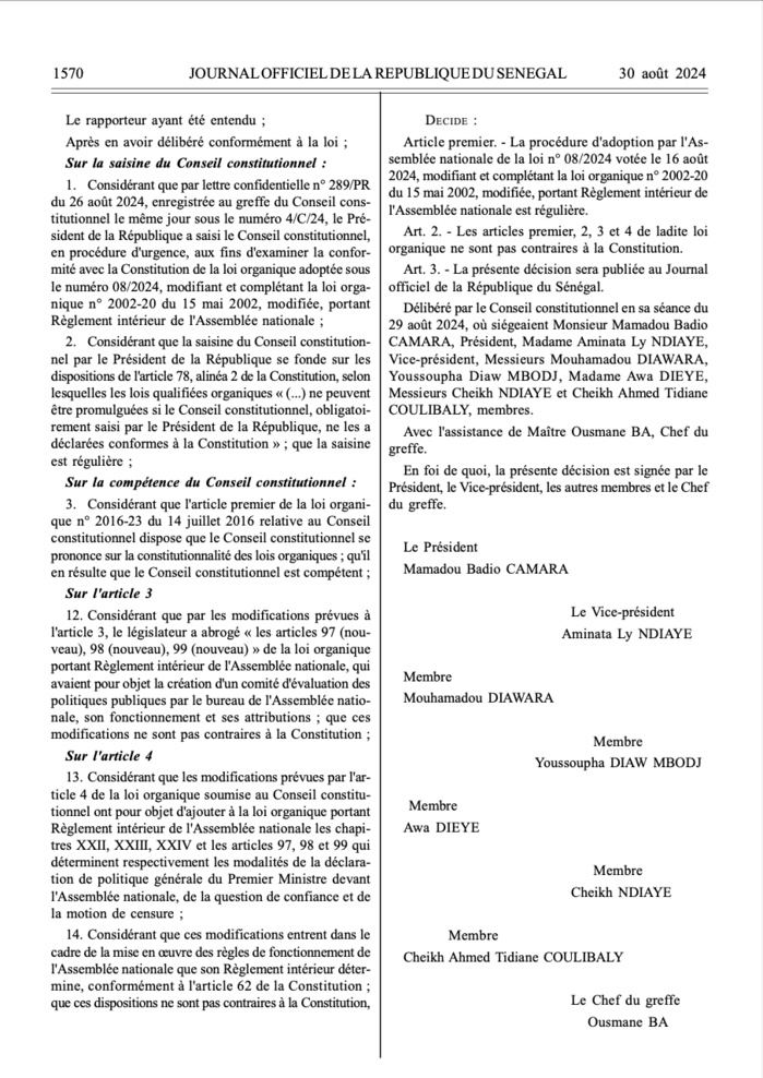 AN/ Publication du règlement intérieur au JO: La balle est dans le camp de Ousmane Sonko AN/ Publication du règlement intérieur au JO: La balle est dans le camp de Ousmane Sonko