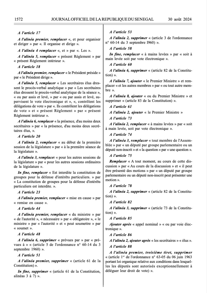 AN/ Publication du règlement intérieur au JO: La balle est dans le camp de Ousmane Sonko AN/ Publication du règlement intérieur au JO: La balle est dans le camp de Ousmane Sonko