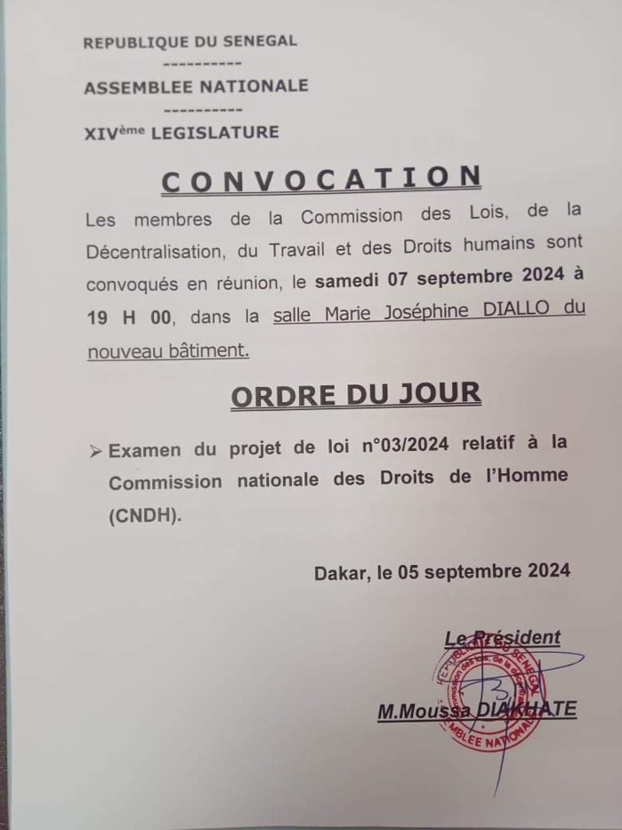 Assemblée nationale : Voici le calendrier des travaux de commissions et des plénières Assemblée nationale : Voici le calendrier des travaux de commissions et des plénières