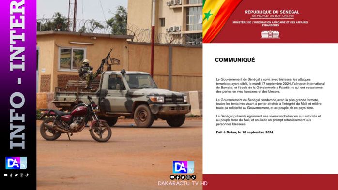 Attaque terroriste à Bamako : l’Etat du Sénégal apporte son soutien au peuple malien et présente ses condoléances. Attaque terroriste à Bamako : l’Etat du Sénégal apporte son soutien au peuple malien et présente ses condoléances.