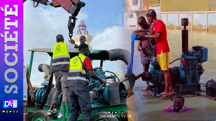 TOUBA – L’eau qui inondait la concession de Serigne Abdou Lahad dégagée par une pompe dépêchée par Barthélémy Dias. TOUBA – L’eau qui inondait la concession de Serigne Abdou Lahad dégagée par une pompe dépêchée par Barthélémy Dias.