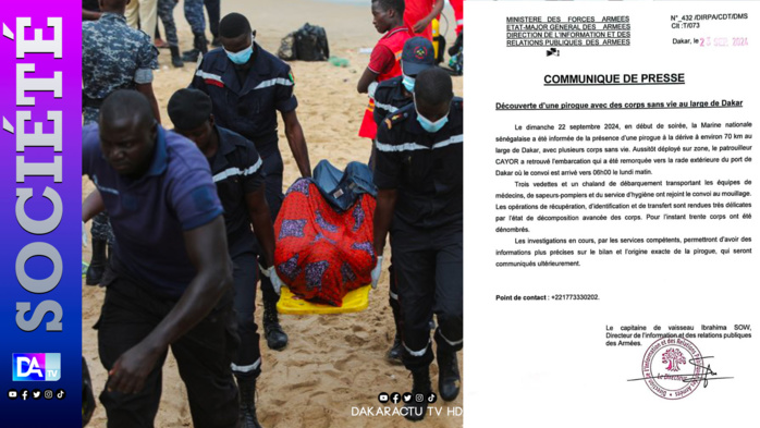 Pirogue avec des cadavres à bord : 30 corps en état de décomposition dénombrés… Les investigations se poursuivent (DIRPA) Pirogue avec des cadavres à bord : 30 corps en état de décomposition dénombrés… Les investigations se poursuivent (DIRPA)