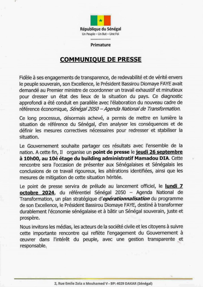 Sénégal : le gouvernement fait l’état des lieux après la prise du pouvoir et lance ce jeudi son référentiel de transformation économique. Sénégal : le gouvernement fait l’état des lieux après la prise du pouvoir et lance ce jeudi son référentiel de transformation économique.