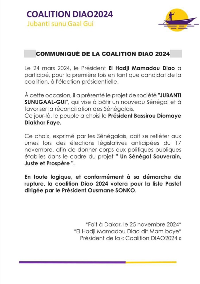 Législatives : Mame Boye Diao annonce son soutien au Parti Pastef Législatives : Mame Boye Diao annonce son soutien au Parti Pastef