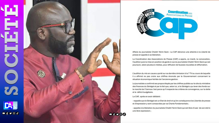 Placement en garde à vue de Cheikh Yérim Seck : la CAP dénonce une atteinte à la liberté de presse et demande sa libération. Placement en garde à vue de Cheikh Yérim Seck : la CAP dénonce une atteinte à la liberté de presse et demande sa libération.