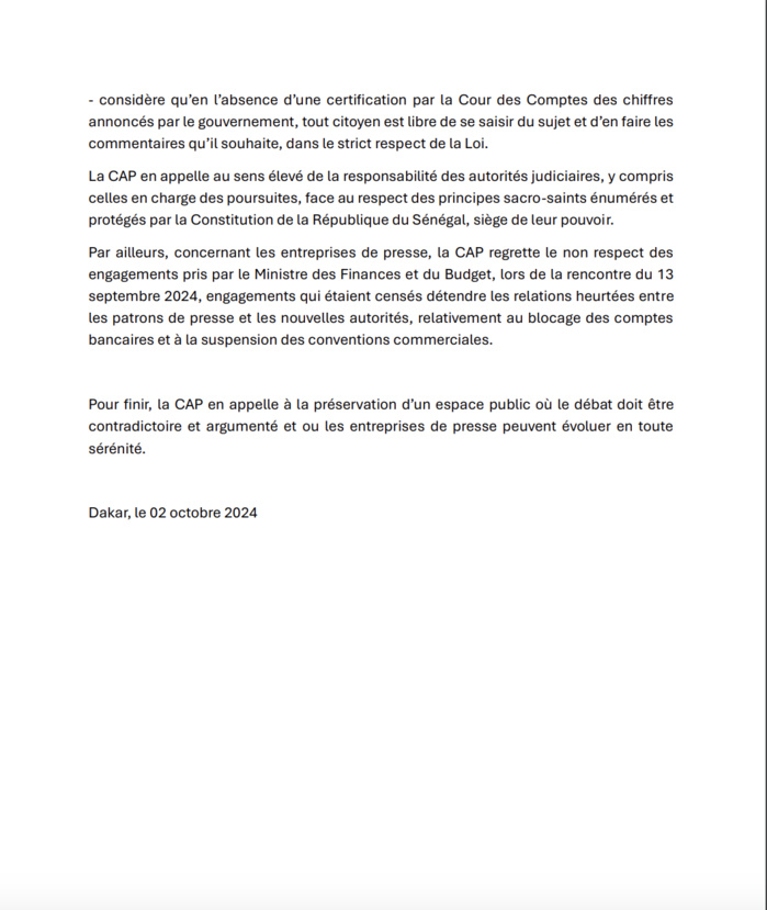 Placement en garde à vue de Cheikh Yérim Seck : la CAP dénonce une atteinte à la liberté de presse et demande sa libération. Placement en garde à vue de Cheikh Yérim Seck : la CAP dénonce une atteinte à la liberté de presse et demande sa libération.