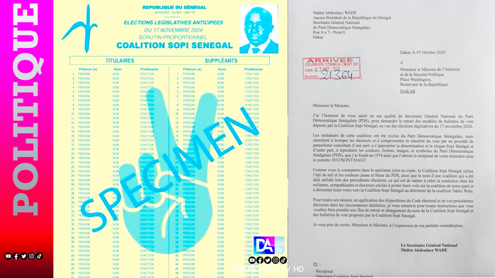 Retrait des modèles de bulletins de vote déposés par la Coalition Sopi Sénégal: Le Pds dit obtenir gain de cause et tire sévèrement sur les ex-militants du Parti Retrait des modèles de bulletins de vote déposés par la Coalition Sopi Sénégal: Le Pds dit obtenir gain de cause et tire sévèrement sur les ex-militants du Parti