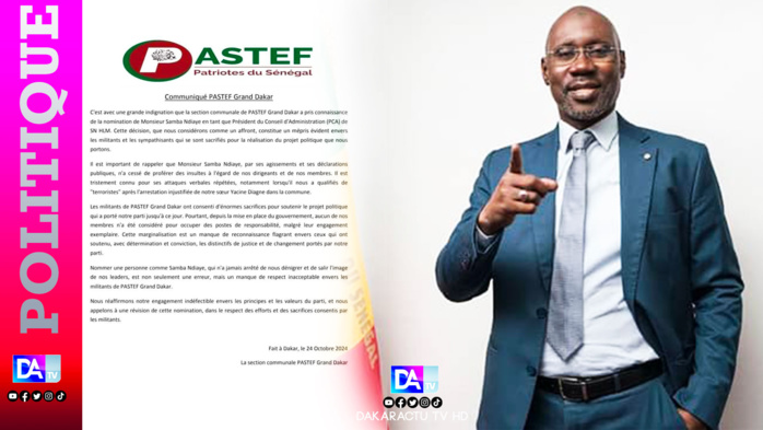 Les militants de Pastef hostiles à la récente nomination de Samba Ndiaye PCA de la SN-HLM Les militants de Pastef hostiles à la récente nomination de Samba Ndiaye PCA de la SN-HLM